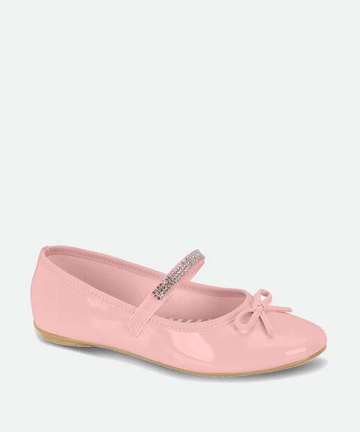 Sapatilha Infantil Boneca Verniz Strass Molekinha 