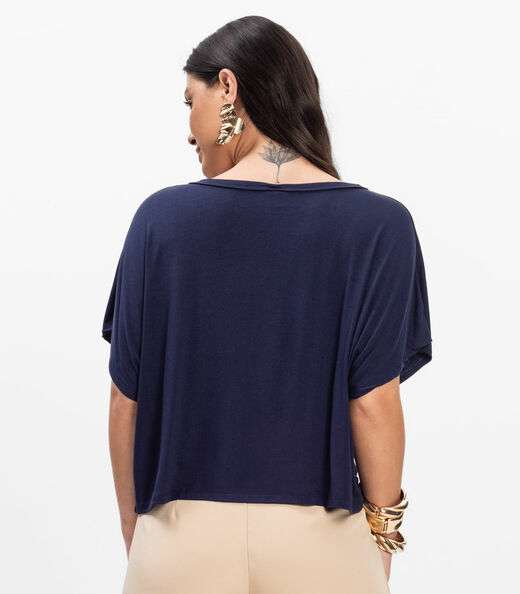 Blusa Feminina com Manga Morcego Rovitex Azul