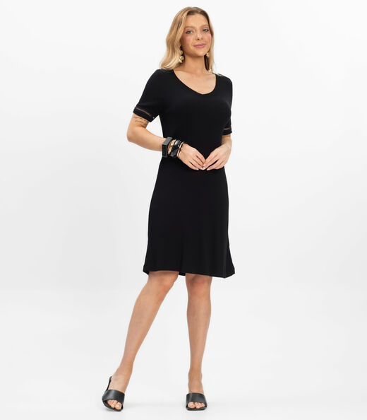 Vestido Curto Feminino Ribana de Viscose Rovitex Preto