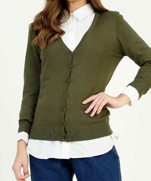 Cardigan Feminino Básico Botões Marisa