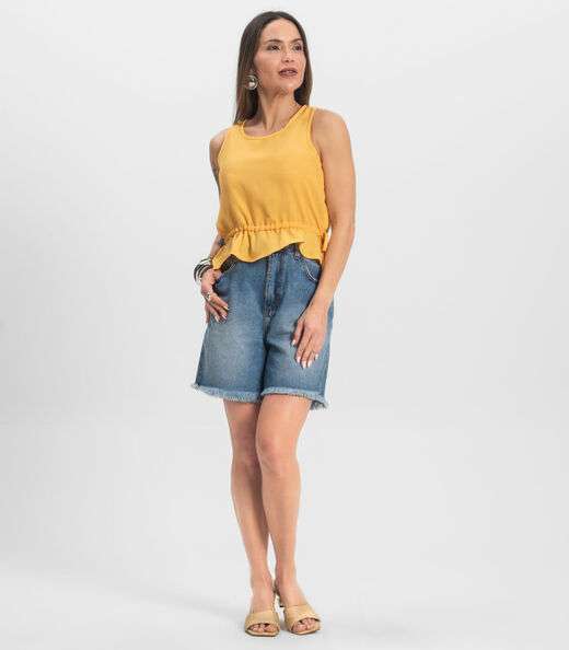 Regata Feminina em Crepe Infinita Cor Amarelo