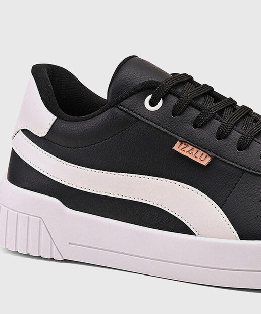 Tênis Feminino Casual Recortes Preto