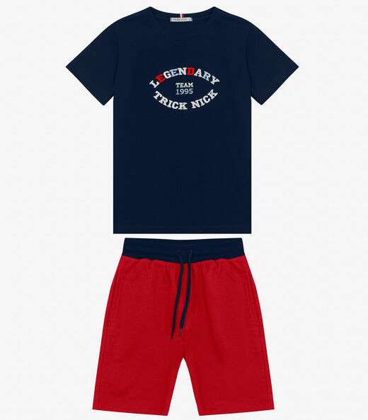 Conjunto Camiseta com Bermuda Trick Nick Azul Marinho