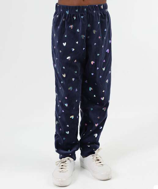 Conjunto Infantil Plush Corações Foil Marisa Tam 4 a 10 Azul