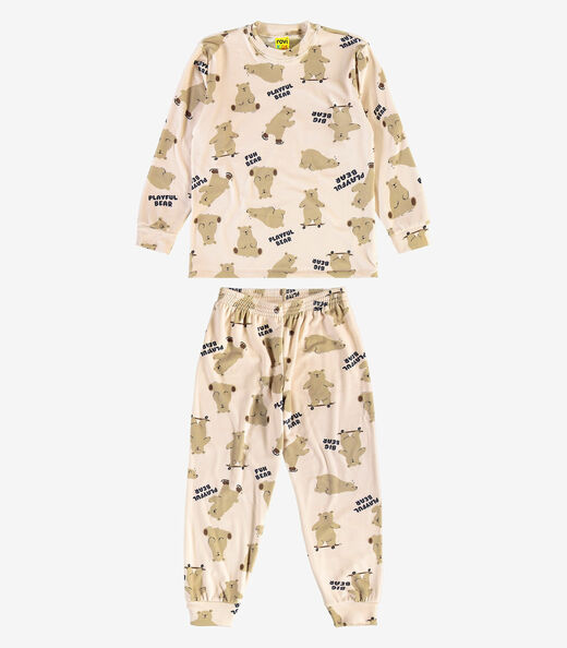 Pijama em Fleece Comfort Rovi Kids Bege