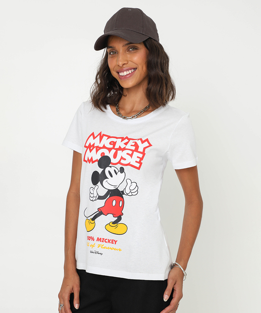 Image_Camiseta Feminina Mickey Manga Curta Disney Off White