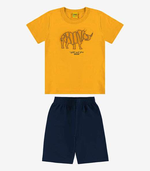Image_Conjunto Infantil Camiseta Com Bermuda Rovi Kids Amarelo