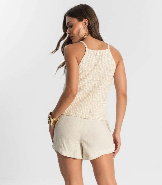Blusa De Alça Em Tricot Endless Bege