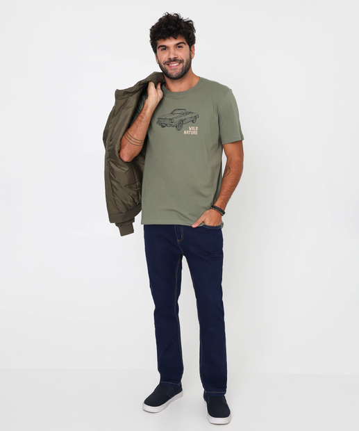 Camiseta Masculina Carro Manga Curta Marisa Verde