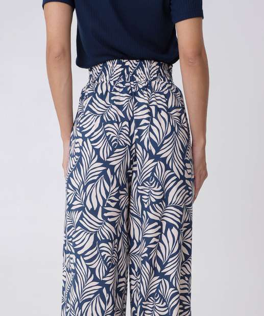 Calça Pantalona Feminina Folhas Marisa
