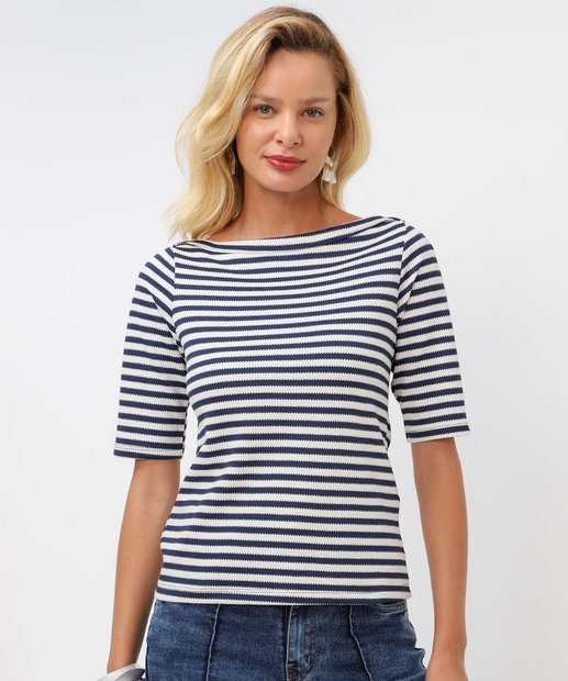 Image_Blusa Feminina Listrada Canelada Marisa Azul