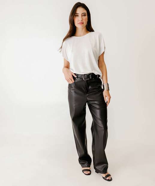 Blusa Feminina Brilho Lurex Manga Curta Marisa