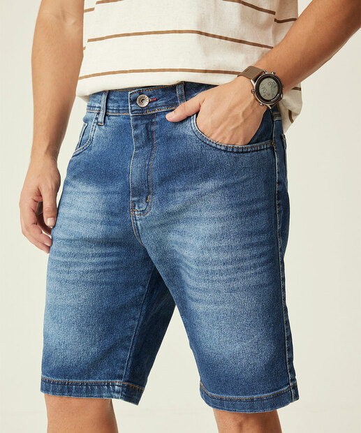 Bermuda Masculina Jeans Bolsos