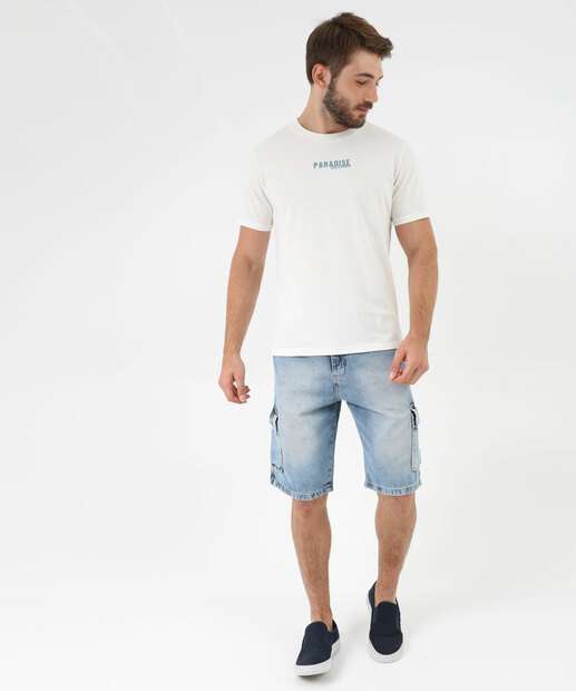 Image_Bermuda Masculina Jeans Bolsos Cargo Azul