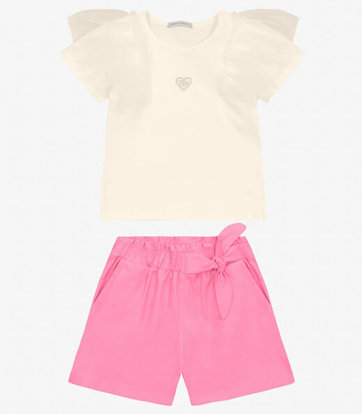 Conjunto Blusa com Shorts cotton leve Trick Nick Off White