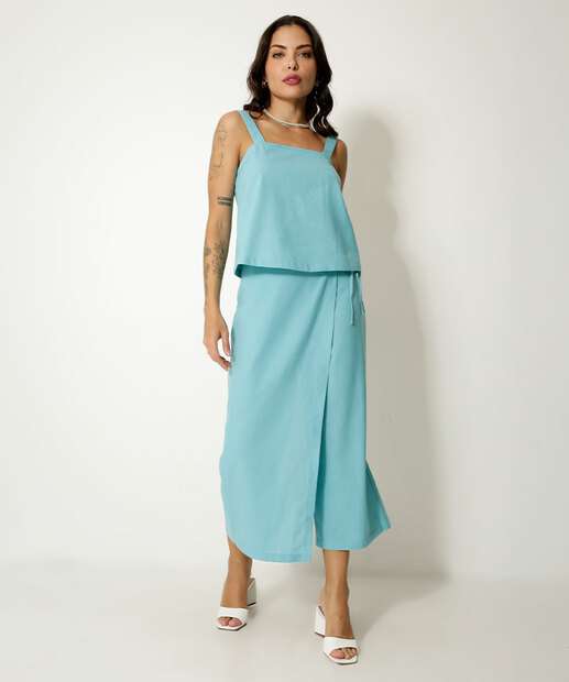 Blusa Regata Feminina Botões Alças Largas Marisa