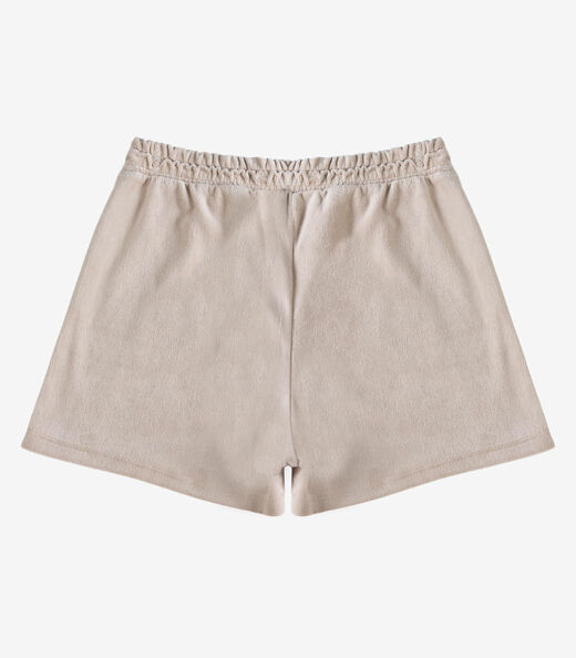 Shorts Feminino Em Plush Infinita Cor Bege