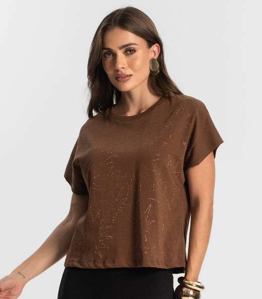Blusa Feminina Manga Curta Endless Marrom