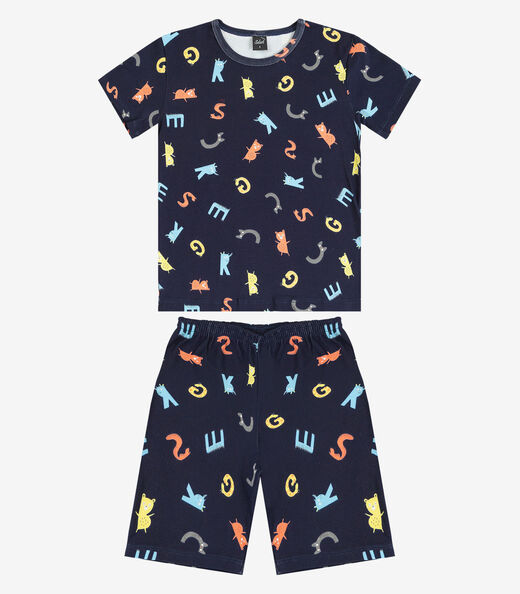 Pijama Infantil Camiseta E Bermuda Select Azul