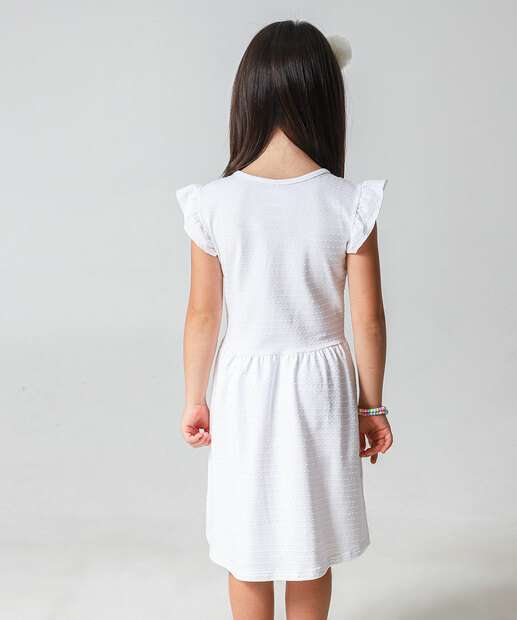 Vestido Infantil Textura Marisa Tam 4 a 10 Off White