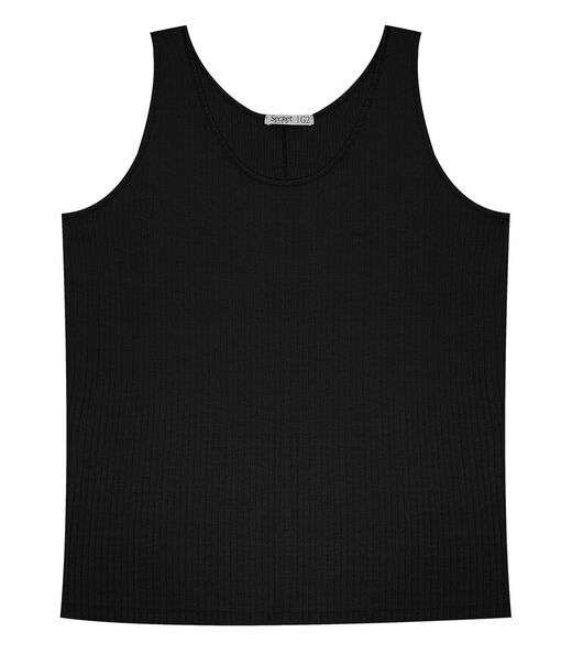 Regata Plus Size Em Ribana Canelada Secret Glam Preto