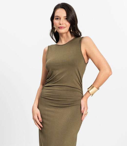 Vestido Midi em Molecotton de Viscose Rovitex Verde