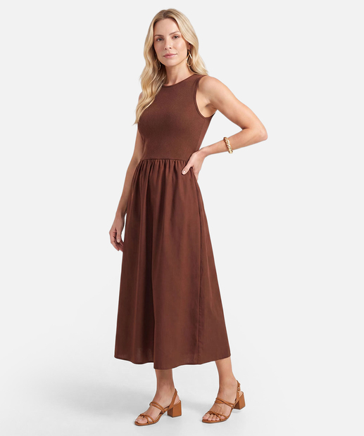 Image_Vestido Midi Feminino Recorte Canelado  Marisa Marrom