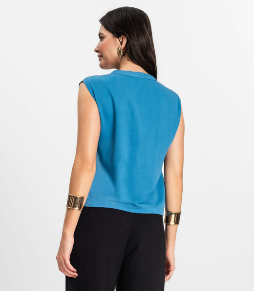 Camisa Feminina Viscose Sarjada Pesada Rovitex Azul