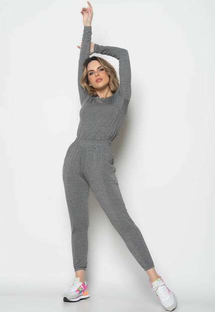 Image_Conjunto  Comfy Com Blusa Manga Longa e Jogger Recorte Malha Grafite