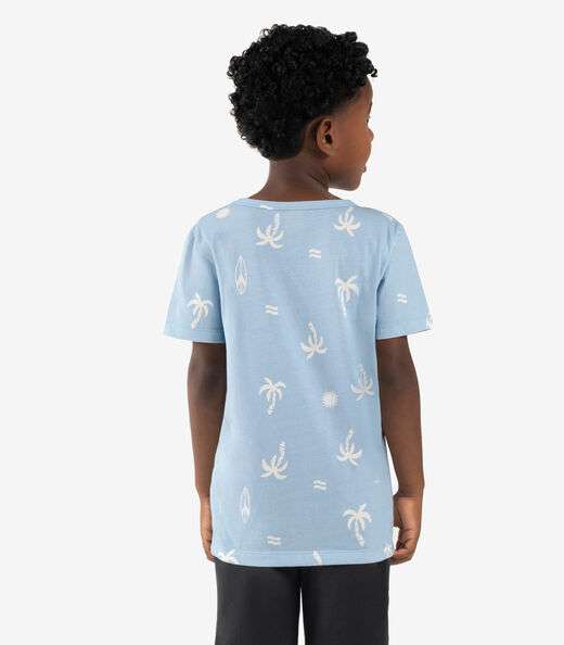 Camiseta Infantil Meia Malha Rovi Kids Azul