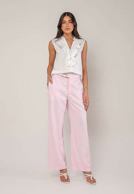 Regata Alfaiataria Com Babados Branco Salvatore