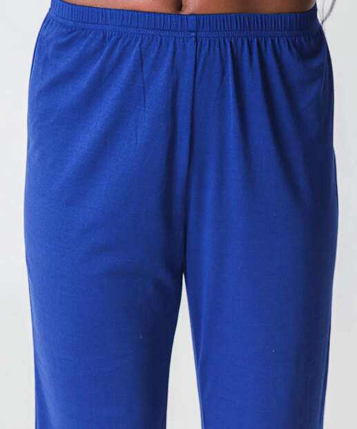 Pijama Feminino Liso Manga Longa Marisa Azul
