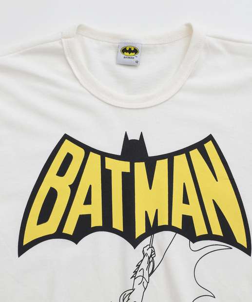 Camiseta Juvenil Batman Warner Bros Tam 10 a 16 Off White