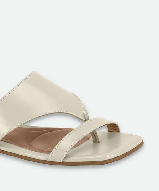 Rasteirinha Feminina Tiras Metalizada Beira Rio Bege