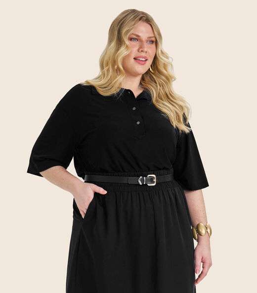 Blusa Manga Curta Plus Size Secret Glam Preto