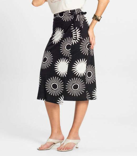 Saia Midi Envelope em Visco Maquinetada Rovitex Preto