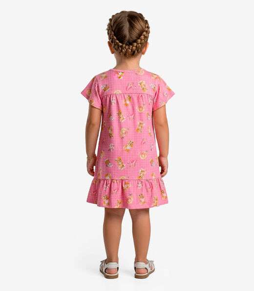 Vestido Infantil Com Manga Godê Select Rosa