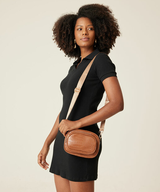 Bolsa Transversal Crossbody Croco Feminina Marisa