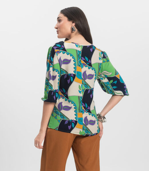 Blusa Manga Curta Infinita Cor Verde