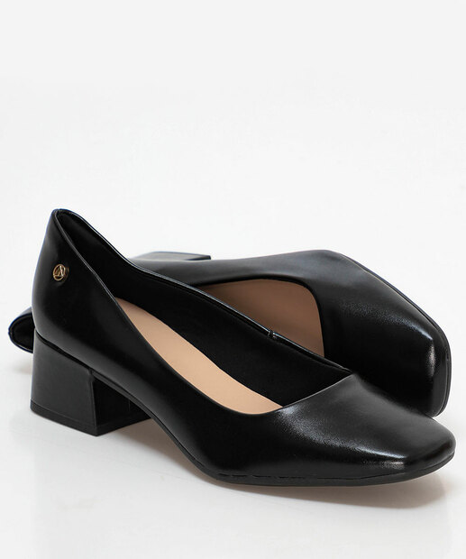 Scarpin Feminino Salto Grosso Via Uno Preto