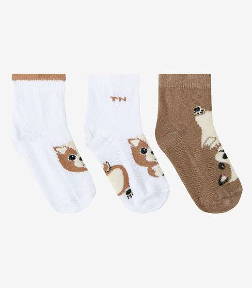 Image_Kit 3 Pares De Meia Cano Curto Infantil Trick Nick Marrom