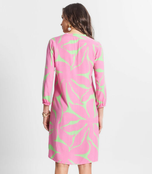 Vestido Chemise Estampado Feminino Endless Rosa