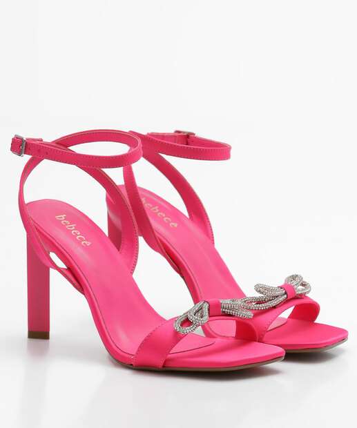 Sandália Salto Fino Feminina Laço Strass Bebecê