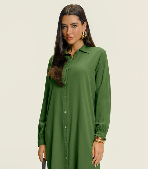 Vestido Chemise Feminino Liso Endless Verde