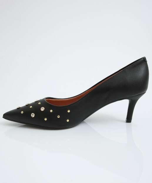 Scarpin Feminino Strass Bico Fino Salto Fino Vizzano