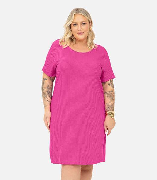 Vestido Feminino Plus Size Secret Glam Rosa