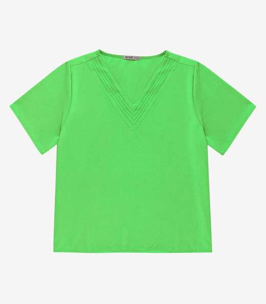 Blusa Manga Curta Plus Size Secret Glam Verde