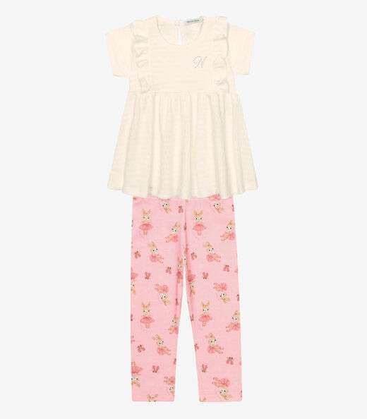 Image_Conjunto Infantil Blusa Com Legging Trick Nick Bege