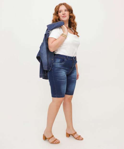Bermuda Plus Size Feminina Jeans Ciclista 