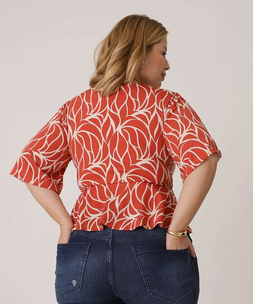 Blusa Plus Size Feminina Transpassada Liganete Marisa